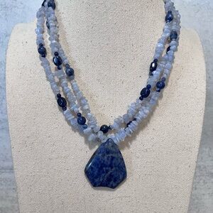 DTR Jay King 925 Sterling Silver Sodalite Blue Lace Agate Beaded Necklace 18”